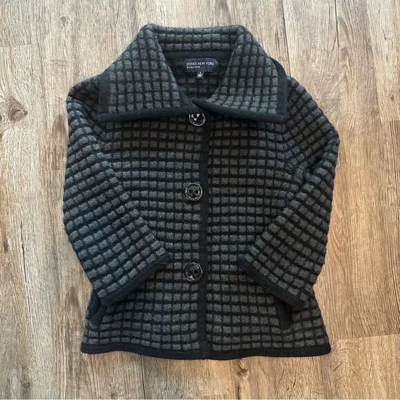 Jones New York Jackets & Blazers - Jones New York Check Jacket 100% Merino Wool Size Small Coat Business Short